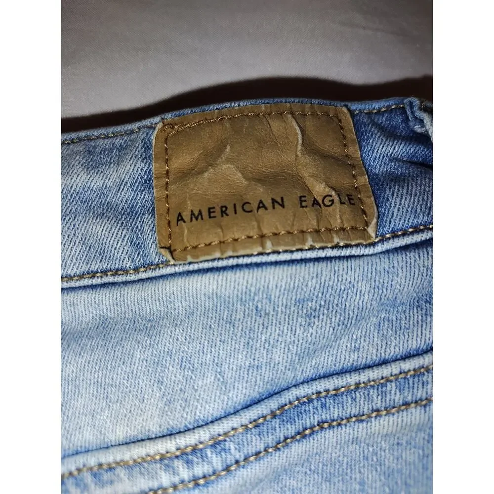 American Eagle Next Level Stretch Shortie Denim Distressed Shorts Women's Size 0